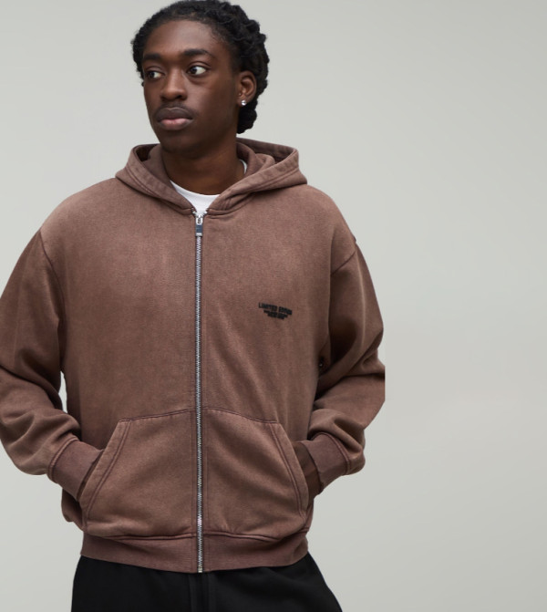 Limited Edition Washed Zippered Boxy Hooded Jacket