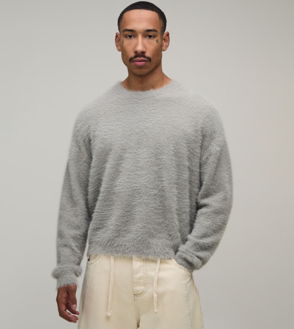 Extreme Fluffy Crew Neck Boxy Fit Knitted Sweater