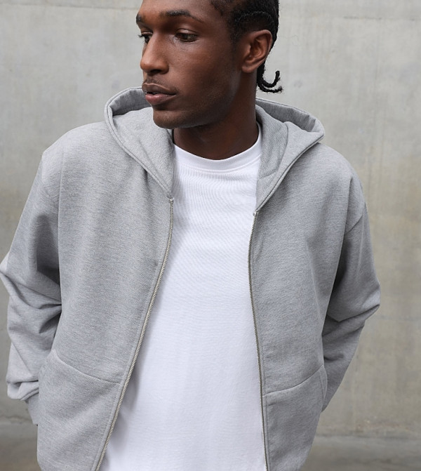 Premium Zip Through Boxy Hooded Jacket