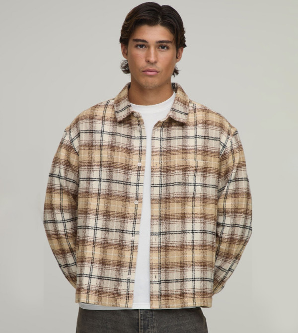 Essential Flannel Long Sleeves Boxy Shirt