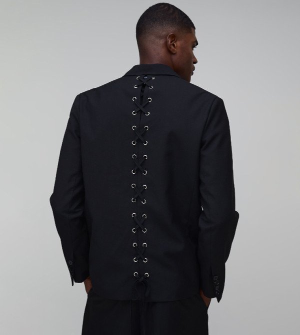 Relaxed Double Breasted Laced Back Suit Jacket