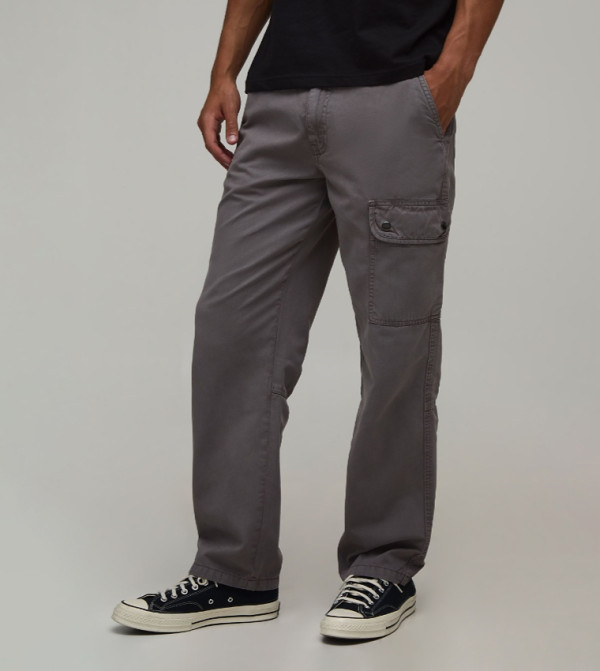 Asymmetric Pocket Straight Fit Cargo Trousers