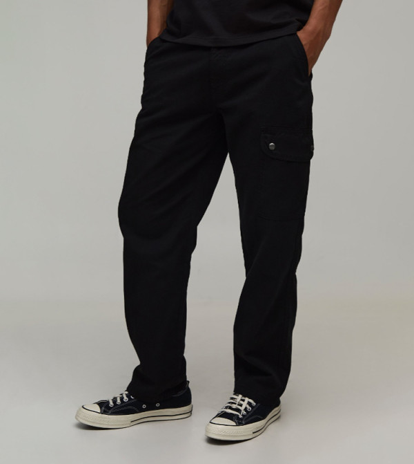 Asymmetric Pocket Straight Fit Cargo Trousers