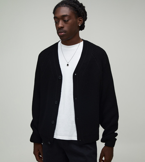 Rib Raglan Relaxed Knitted Cardigan
