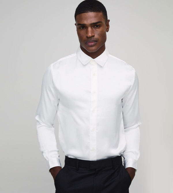 Solid Long Sleeves Regular Fit Satin Shirt