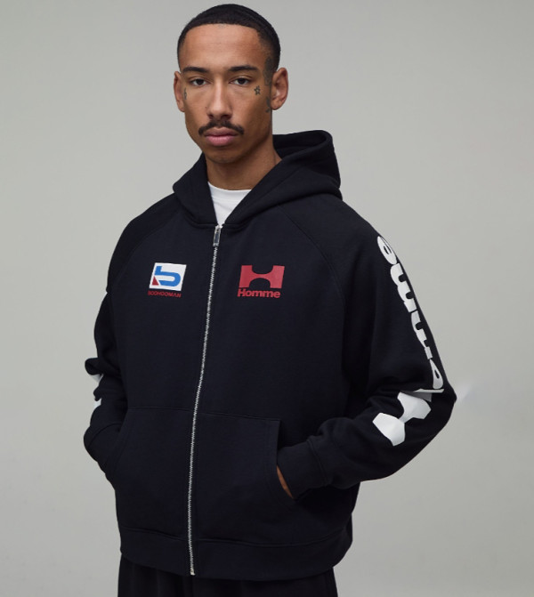Moto Raglan Zip Through Boxy Hooded Jacket