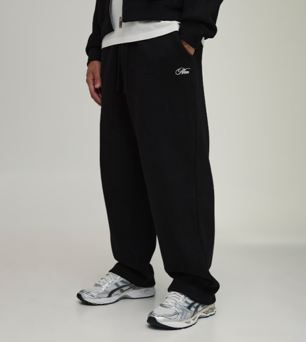 Script Embroidered Baggy Fit Sweatpants