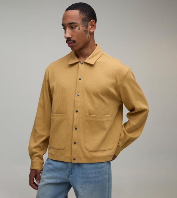 Textured Long Sleeves Oversized Shirt