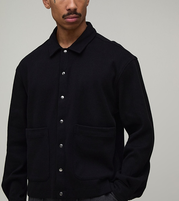 Textured Long Sleeves Oversized Shirt