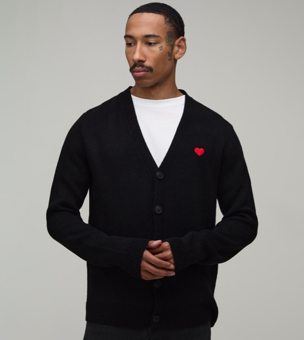 Embroidered V-Neck Knitted Cardigan