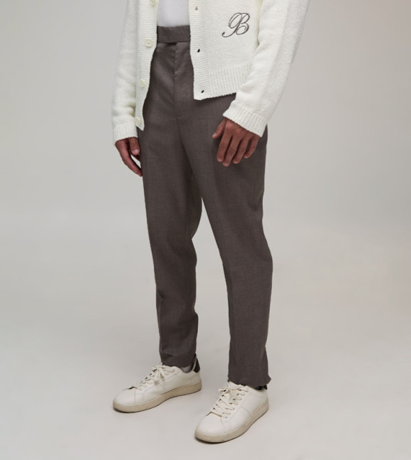 High Waist Tapered Fit Tailored Trousers