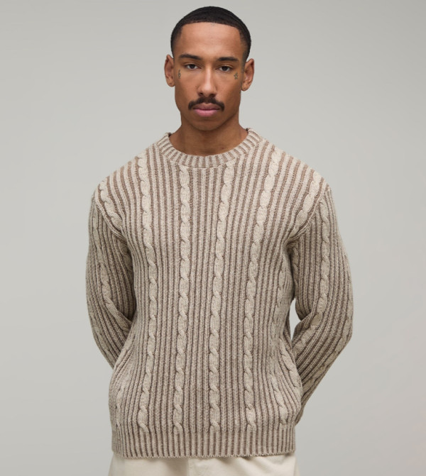 Cable Knit Crew Neck Sweater