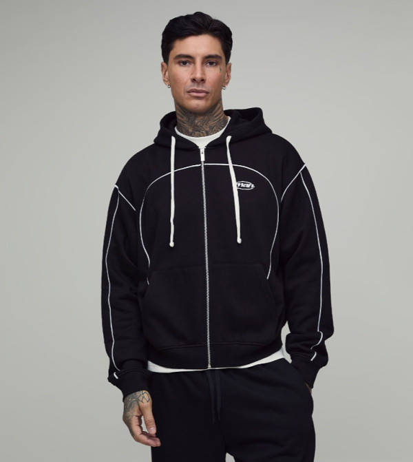 Plus & Tall Piping Detail Oversized Hooded Jacket