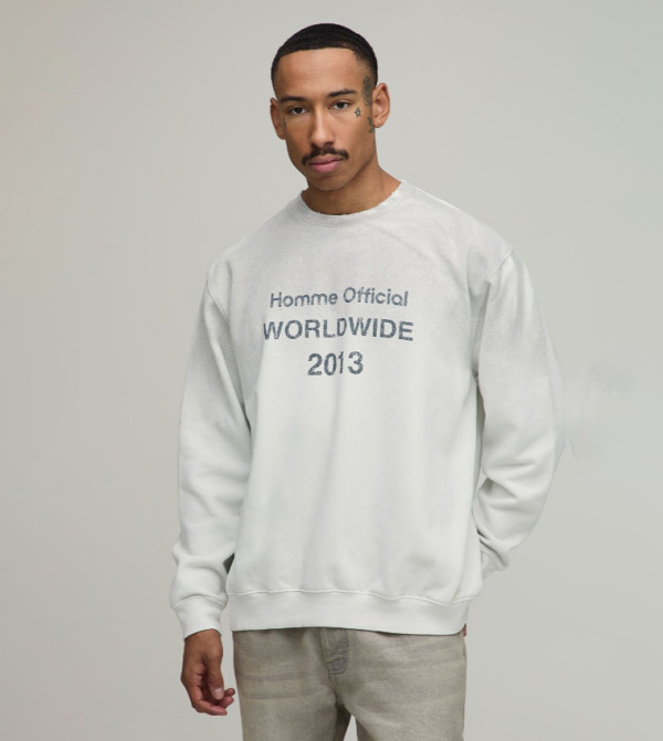 Homme Official Printed Spray Wash Oversized Sweatshirt