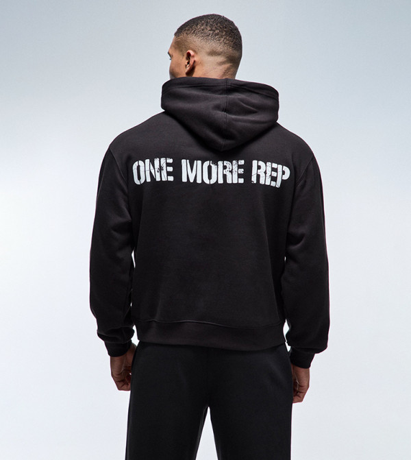 One More Rep Cracked Print Oversized Hoodie