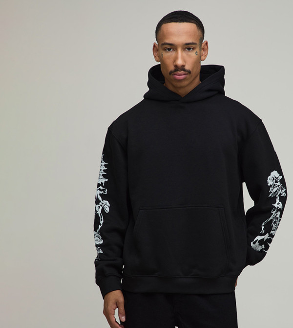Kyoto Stencil Print Oversized Hoodie
