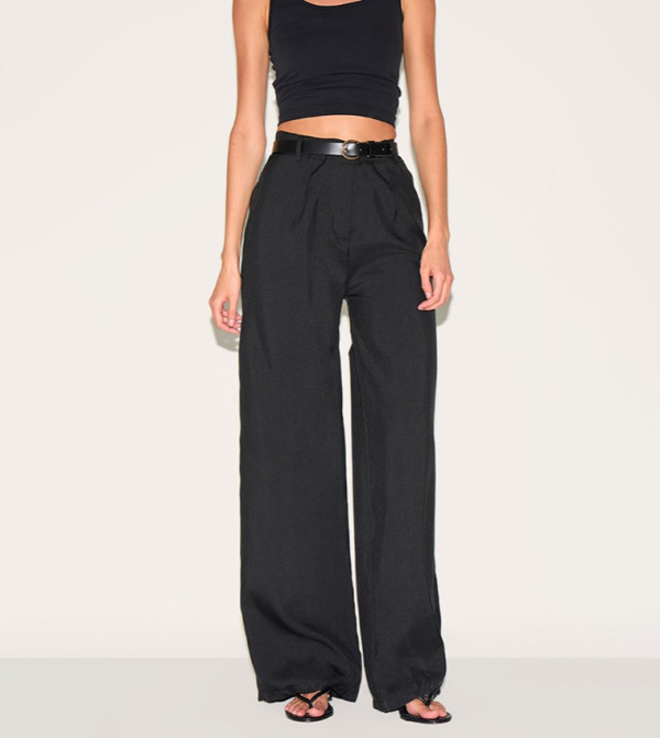 Woven Tailored High Waist Wide Leg Trousers