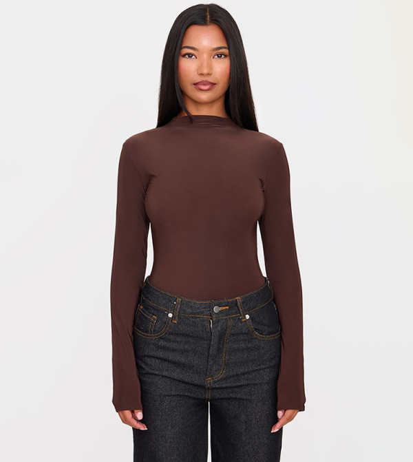 Slinky High Neck Long Sleeves Bodysuit