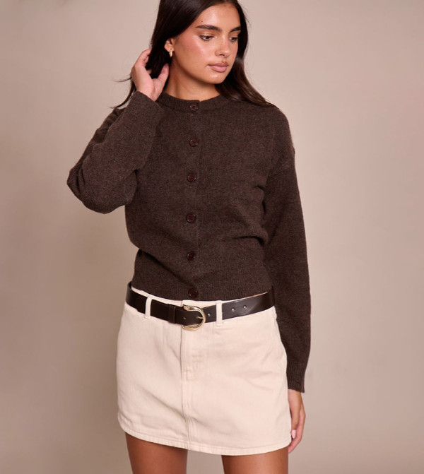 Crew Neck Knit Cardigan