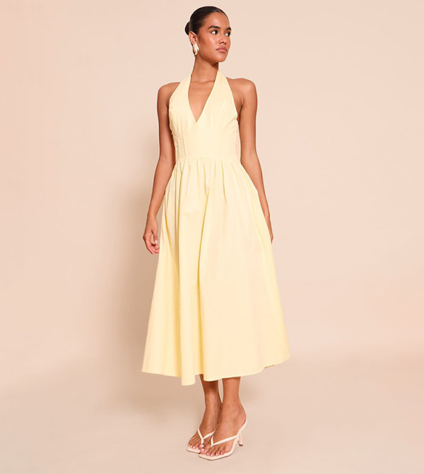Woven Halterneck Midaxi Dress