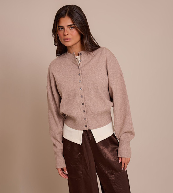 Long Sleeves Compact Knit Cardigan