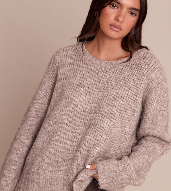 Ribbed Crew Neck Oversized Sweater