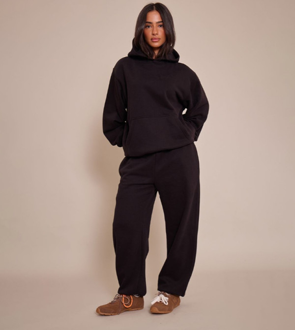 Solid Elastic Waist Joggers