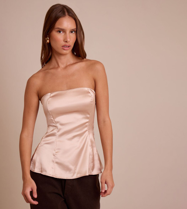 Satin Longline Bandeau Top
