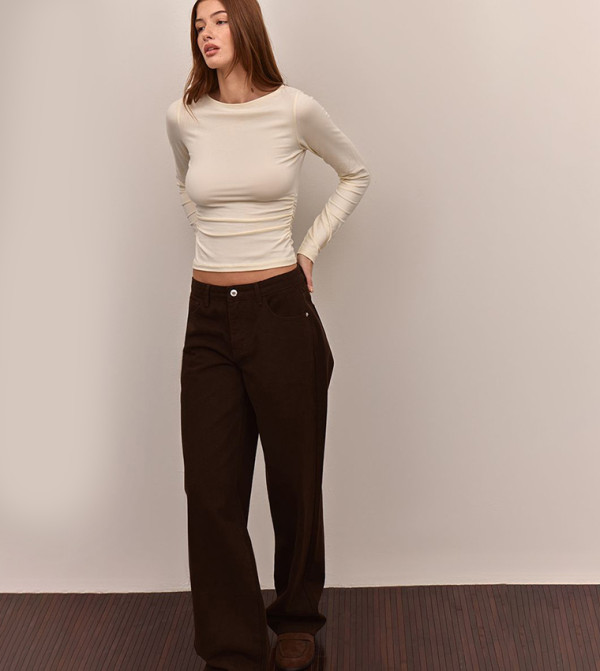 Washed Mid Rise Straight Fit Jeans