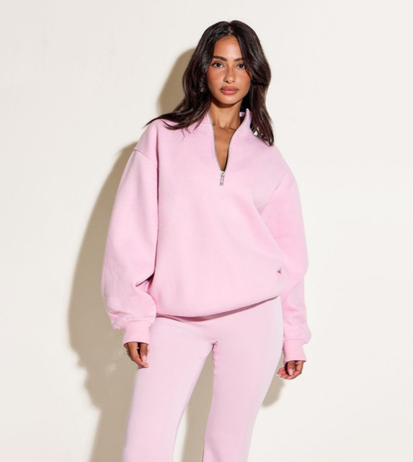 Petite High Neck Zip Sweatshirt