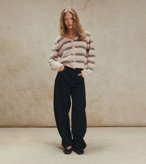Coated Effect Wide Leg Jeans