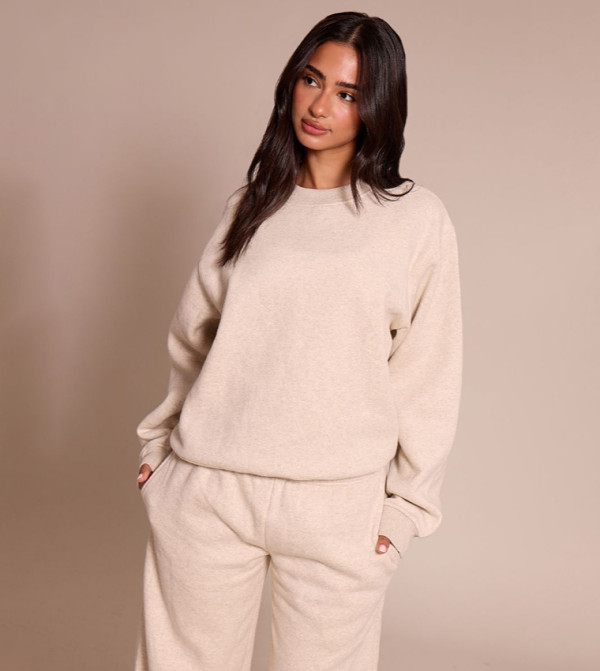Petite Crew Neck Oversized Sweatshirt