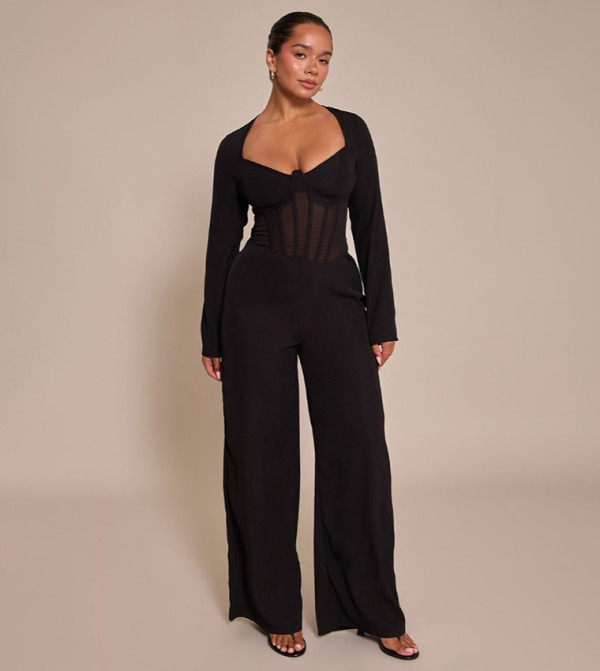 Shape Tailored Woven Corset Jumpsuit