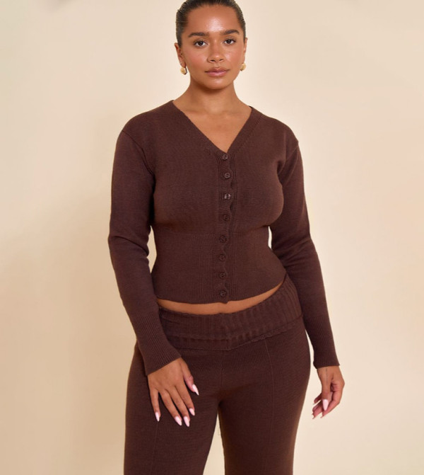 Shape V-Neck Knitted Cardigan