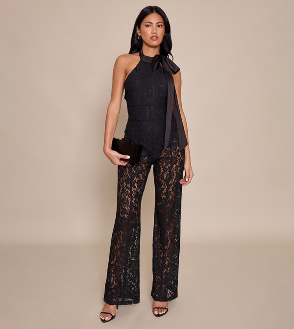 Lace Bow Detail Straight Fit Jumpsuit