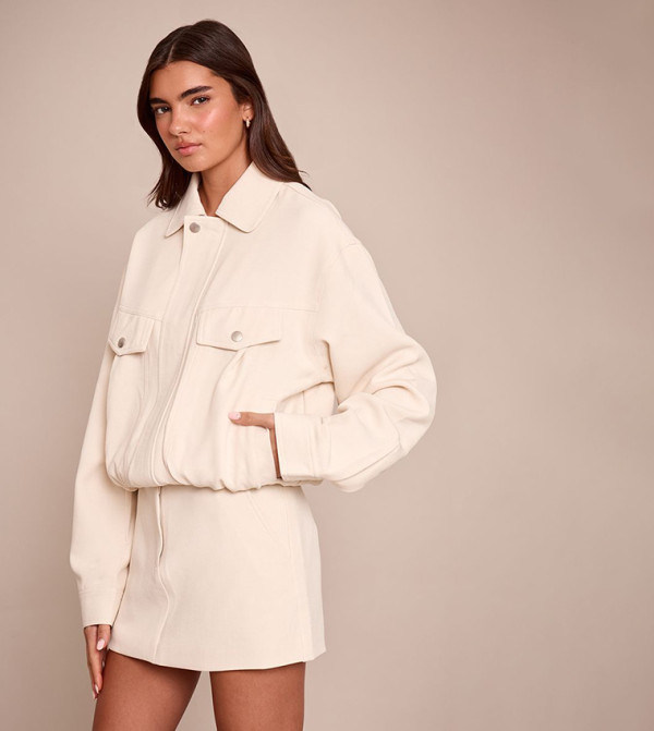 Tailored Woven Seam Detail Oversized Jacket