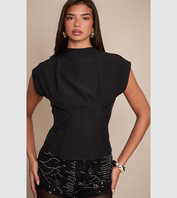 Solid Cinched Waist Top