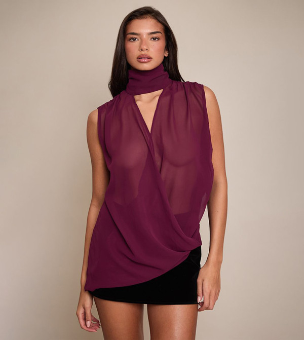 Chiffon Extreme V-Neck Top