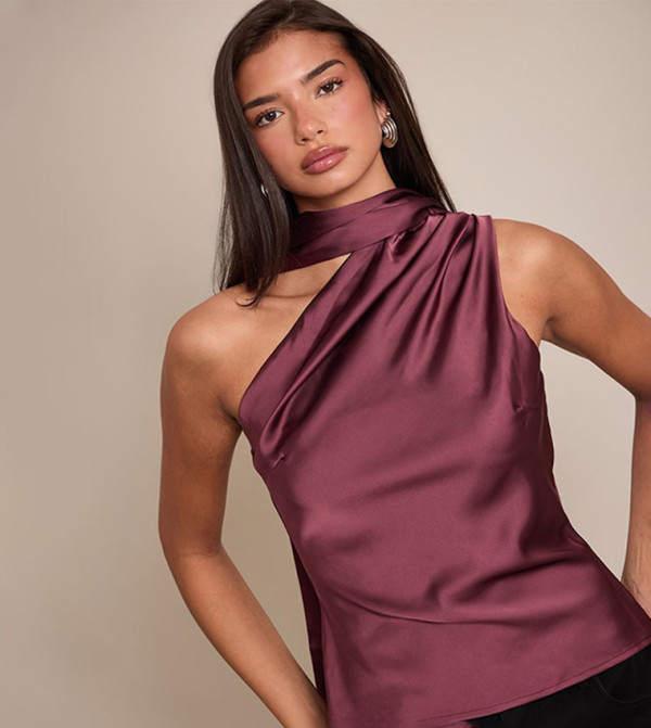 Asymmetric Scarf Detail Top