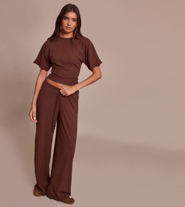Soft Touch Tie Waist Wide Leg Trousers