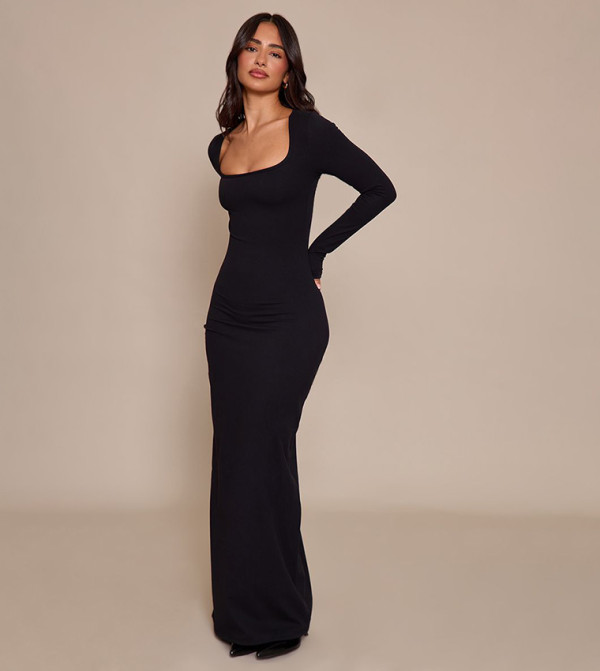Petite Contour Sculpt Long Sleeves Maxi Dress