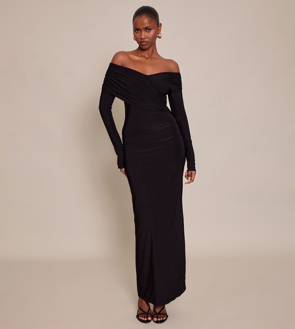 Slinky Cross Wrap Maxi Dress
