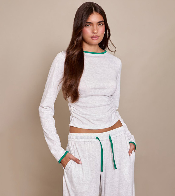 Contrast Cuff Long Sleeves T-Shirt