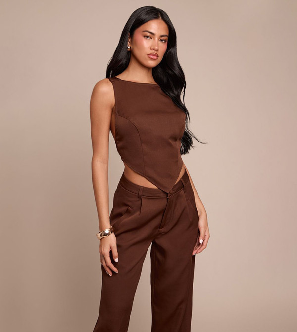 Woven Open Back Asymmetric Top