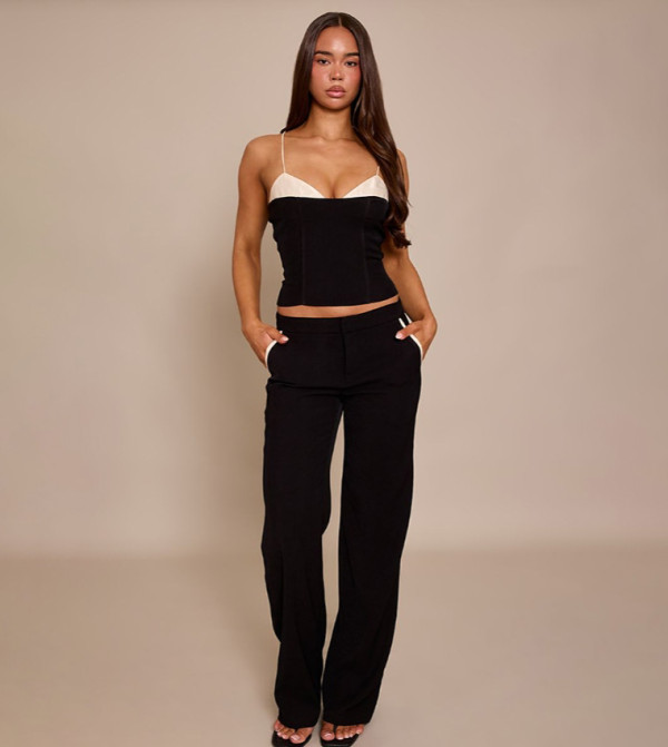 Woven Tailored Wide Leg Trousers