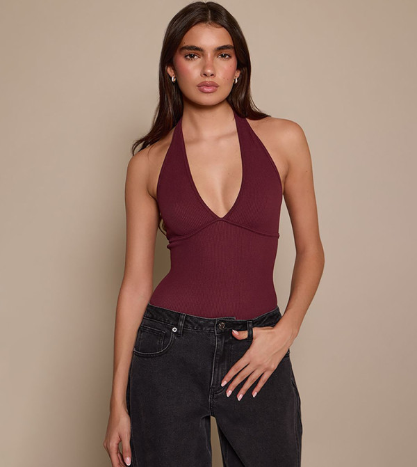 Contour Ribbed Halterneck Bodysuit