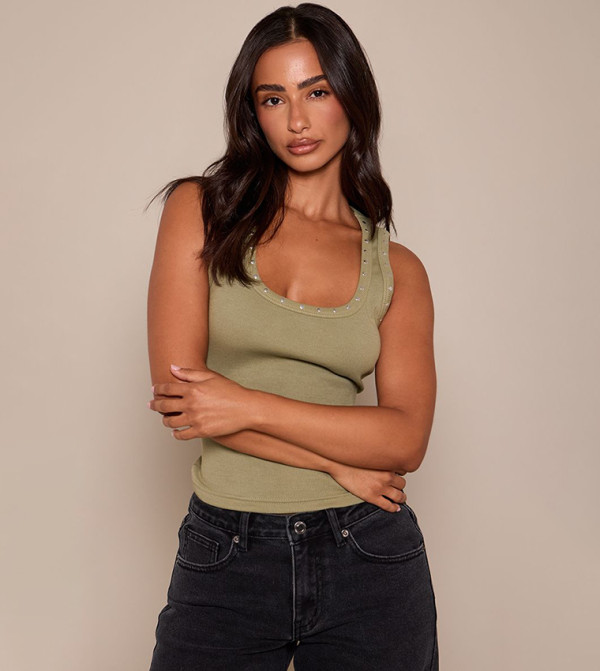 Petite Stud Detail Tank Top