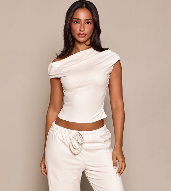 Petite Super Soft Asymmetric Crop Top