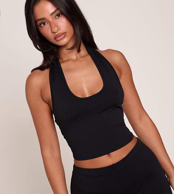 Petite Jersey Halterneck Crop Top
