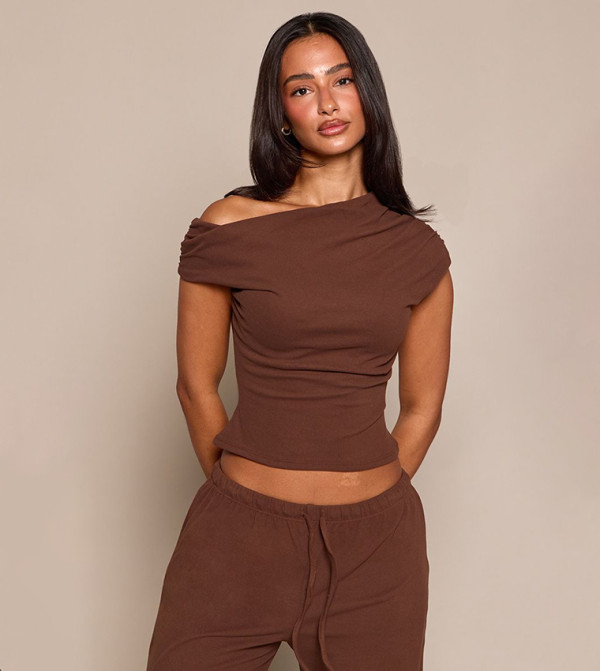 Petite Super Soft Asymmetric Crop Top
